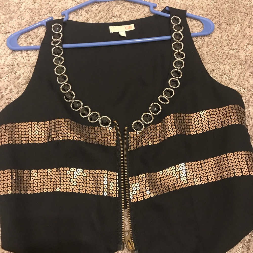 Gianna Bini Black and Beaded Stylish Vest